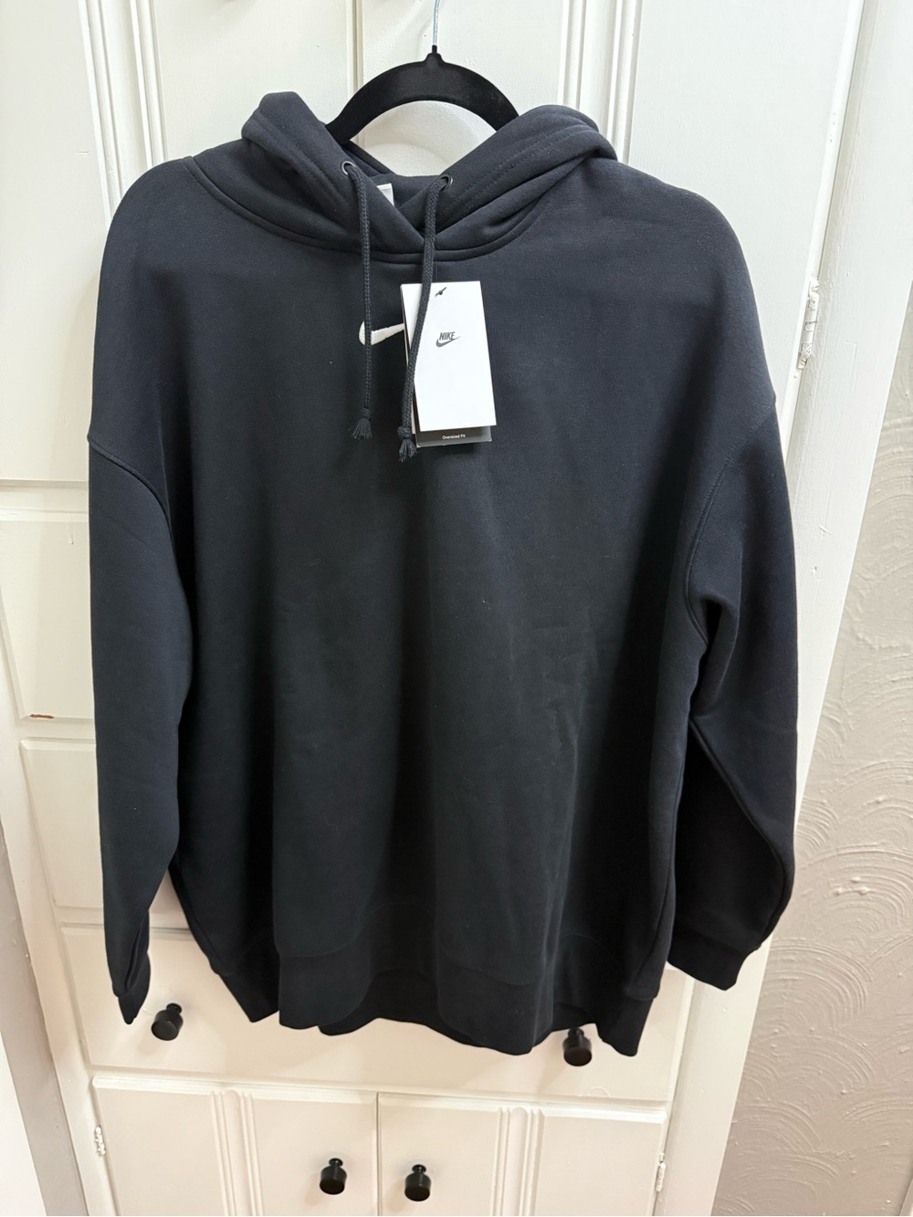 Nike Black Pullover Hoodie with White Swoosh